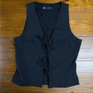 Zara Black Lace-Up Women's Top